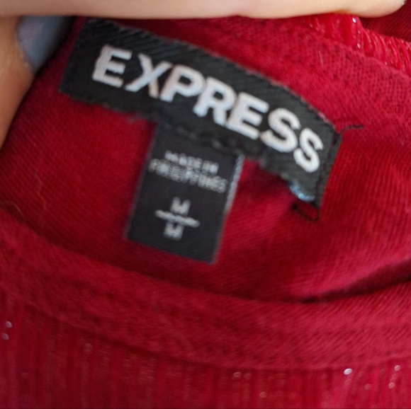 Express top sparkle overlay red size medium - Picture 5 of 7